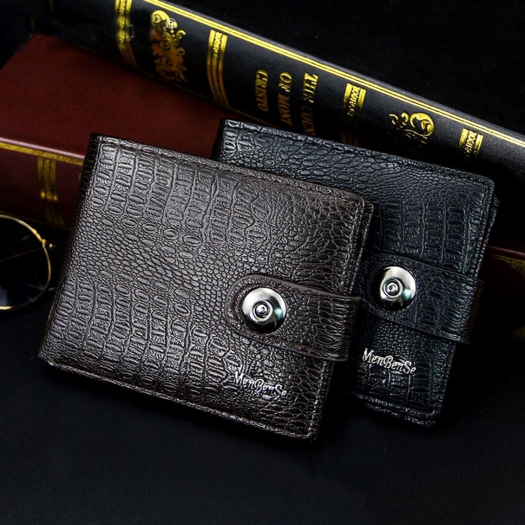 Carteira Masculina de Couro com Botão - Elegance